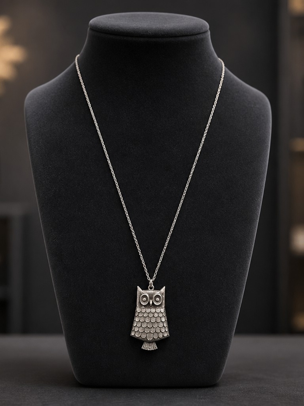 Silver Owl Pendant Has Locket Necklace - Women Jewelry